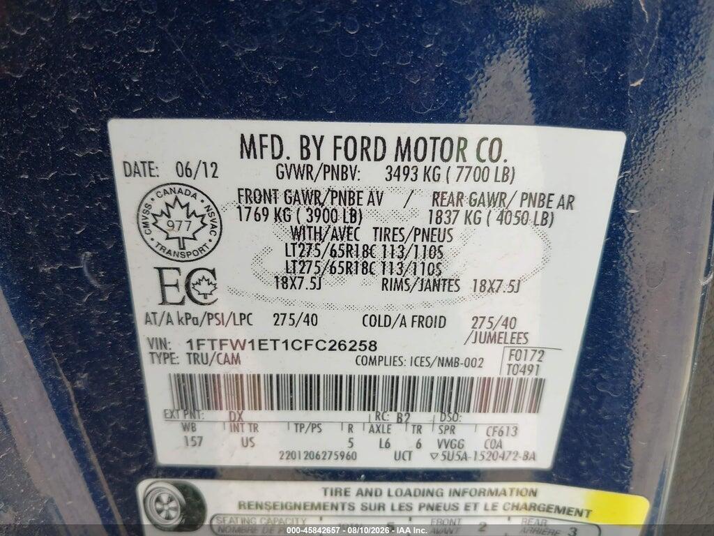 1FTFW1ET1CFC26258 2012 FORD F-150 photo no. 9