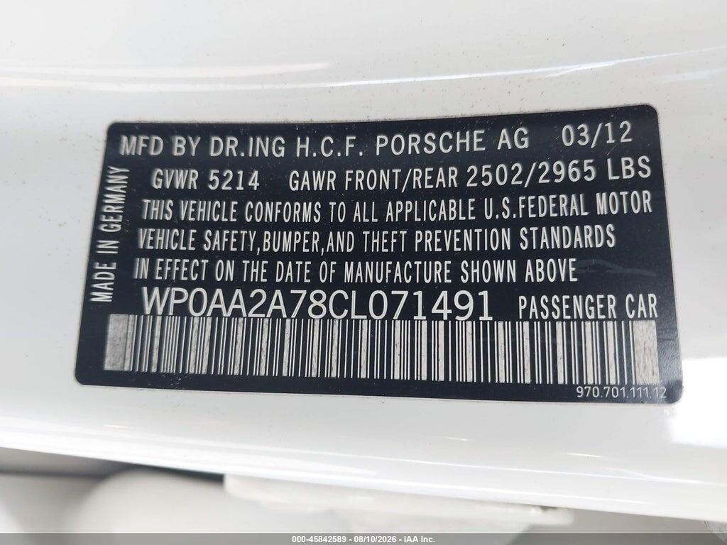 WP0AA2A78CL071491 2012 PORSCHE PANAMERA photo no. 9