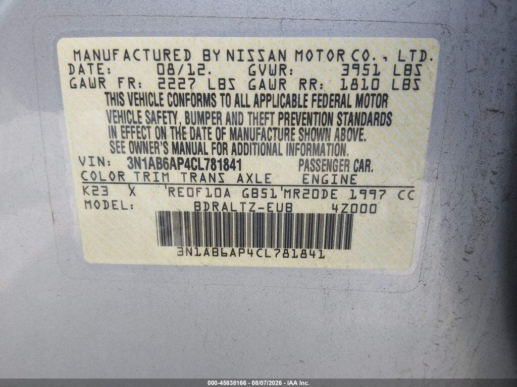 3N1AB6AP4CL781841 2012 NISSAN SENTRA photo no. 9