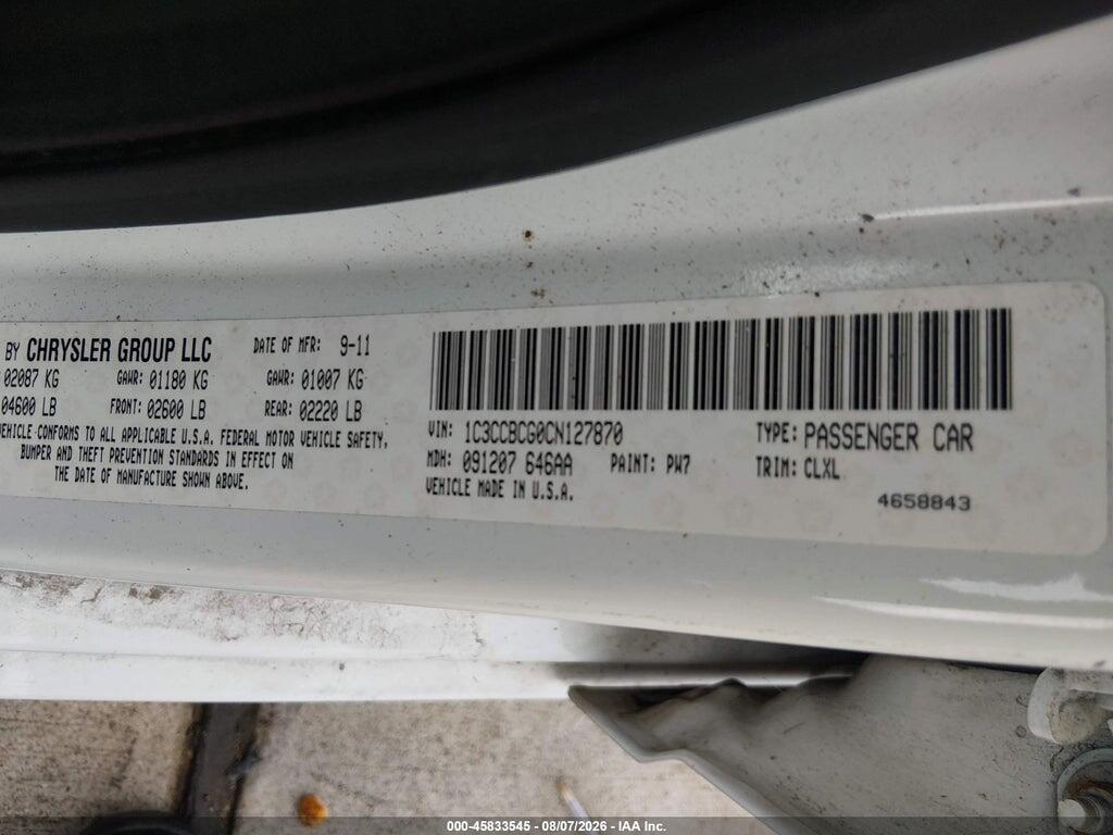 1C3CCBCG0CN127870 2012 CHRYSLER 200 photo no. 9