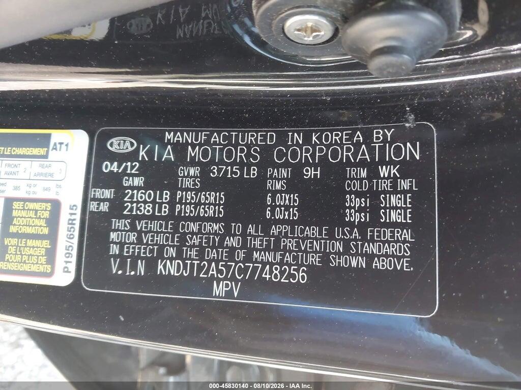 KNDJT2A57C7748256 2012 KIA SOUL photo no. 9