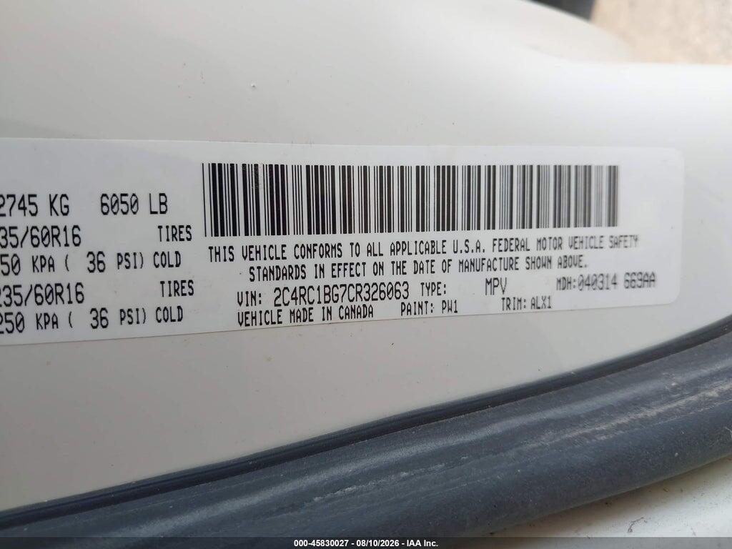 2C4RC1BG7CR326063 2012 CHRYSLER TOWN & COUNTRY photo no. 9
