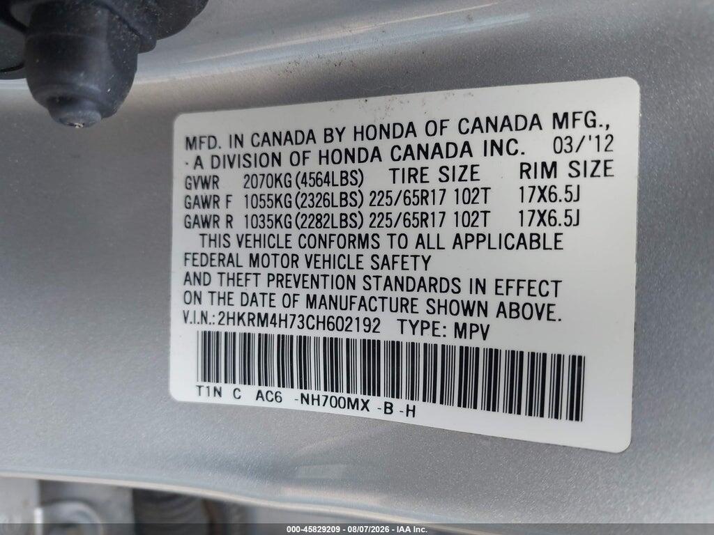 2HKRM4H73CH602192 2012 HONDA CR-V photo no. 9