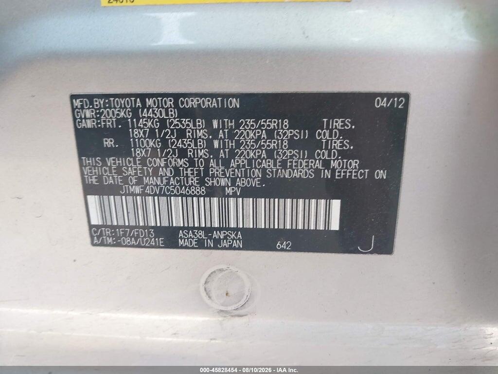 JTMWF4DV7C5046888 2012 TOYOTA RAV4 photo no. 9