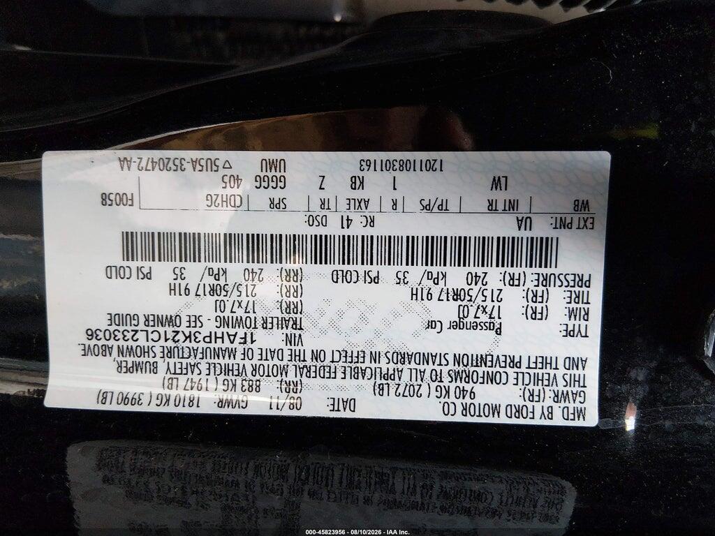1FAHP3K21CL233036 2012 FORD FOCUS photo no. 9