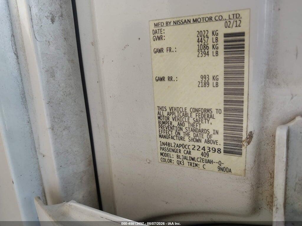 1N4BL2AP0CC224398 2012 NISSAN ALTIMA photo no. 9