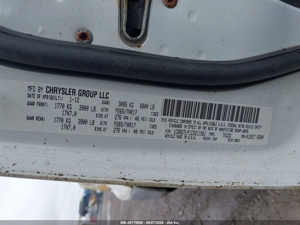 1C6RD7LP1CS211561 2012 RAM 1500 photo no. 9