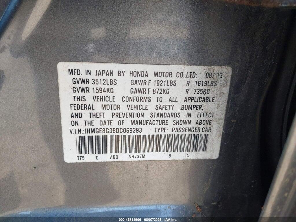 JHMGE8G38DC069293 2013 HONDA FIT photo no. 9
