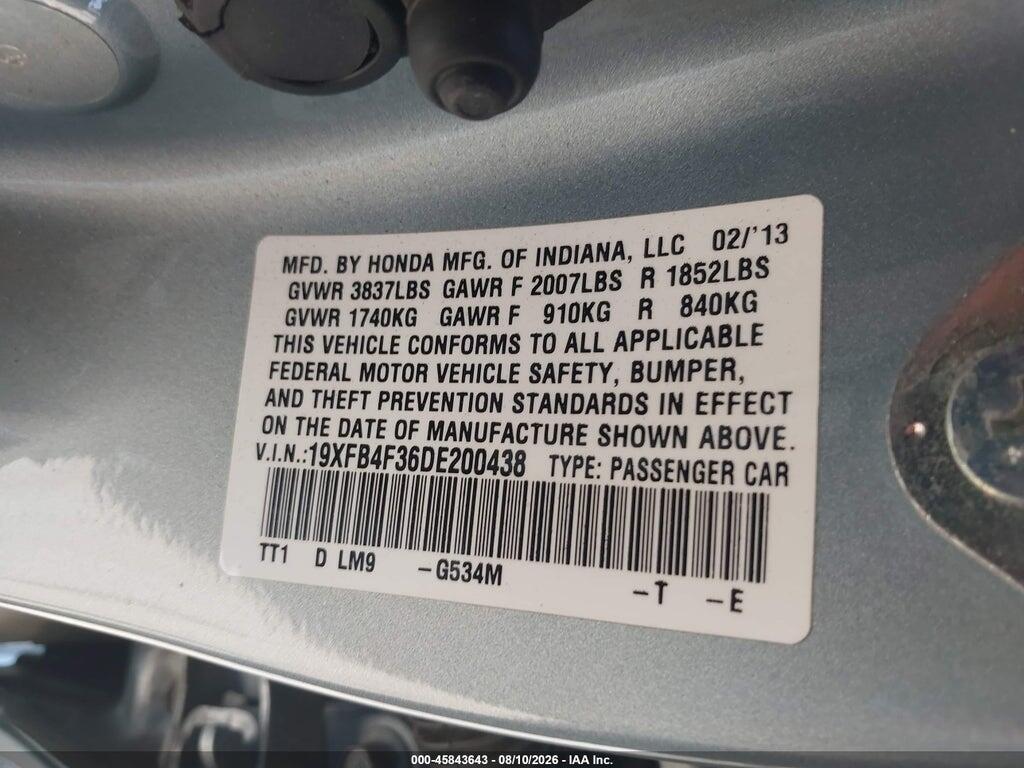 19XFB4F36DE200438 2013 HONDA CIVIC HYBRID photo no. 9
