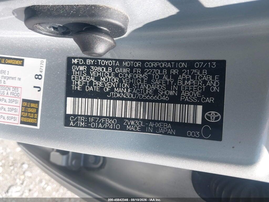 JTDKN3DU7D5666046 2013 TOYOTA PRIUS photo no. 9