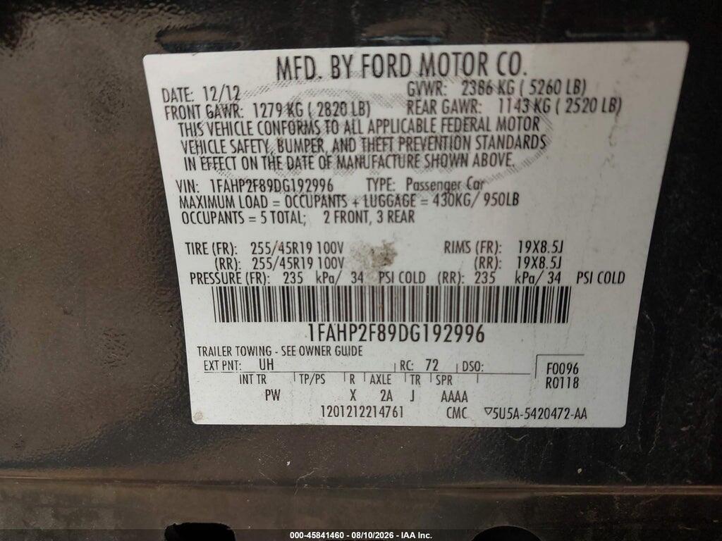 1FAHP2F89DG192996 2013 FORD TAURUS photo no. 9