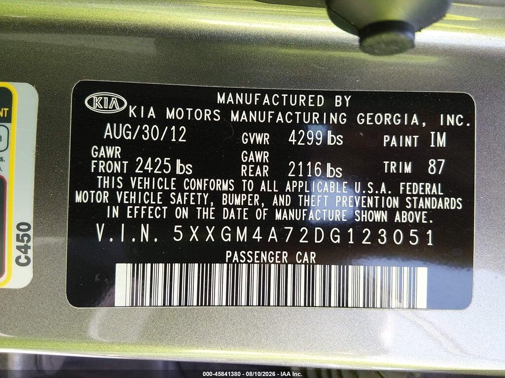 5XXGM4A72DG123051 2013 KIA OPTIMA photo no. 9