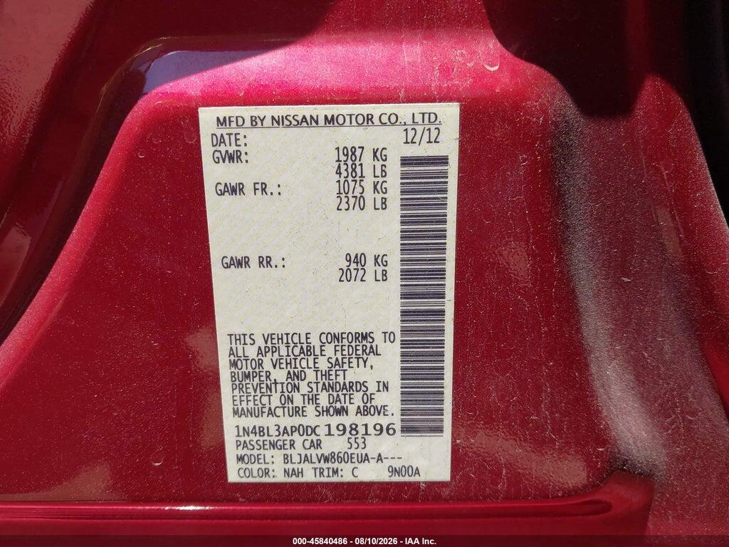1N4BL3AP0DC198196 2013 NISSAN ALTIMA photo no. 9