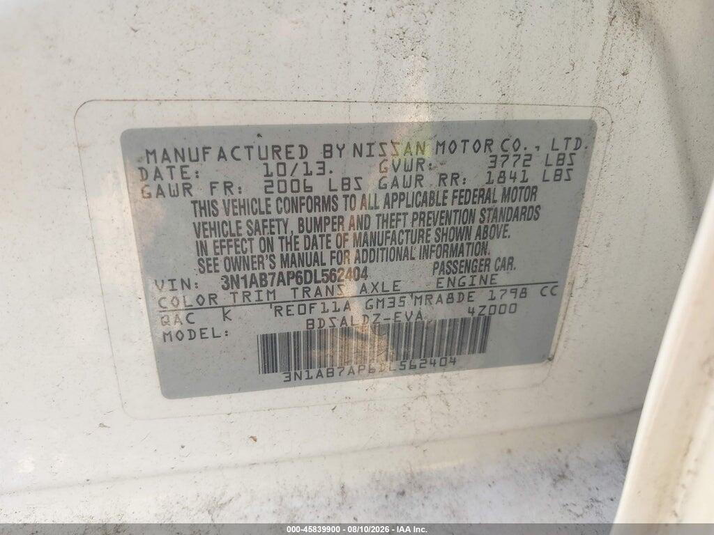 3N1AB7AP6DL562404 2013 NISSAN SENTRA photo no. 9