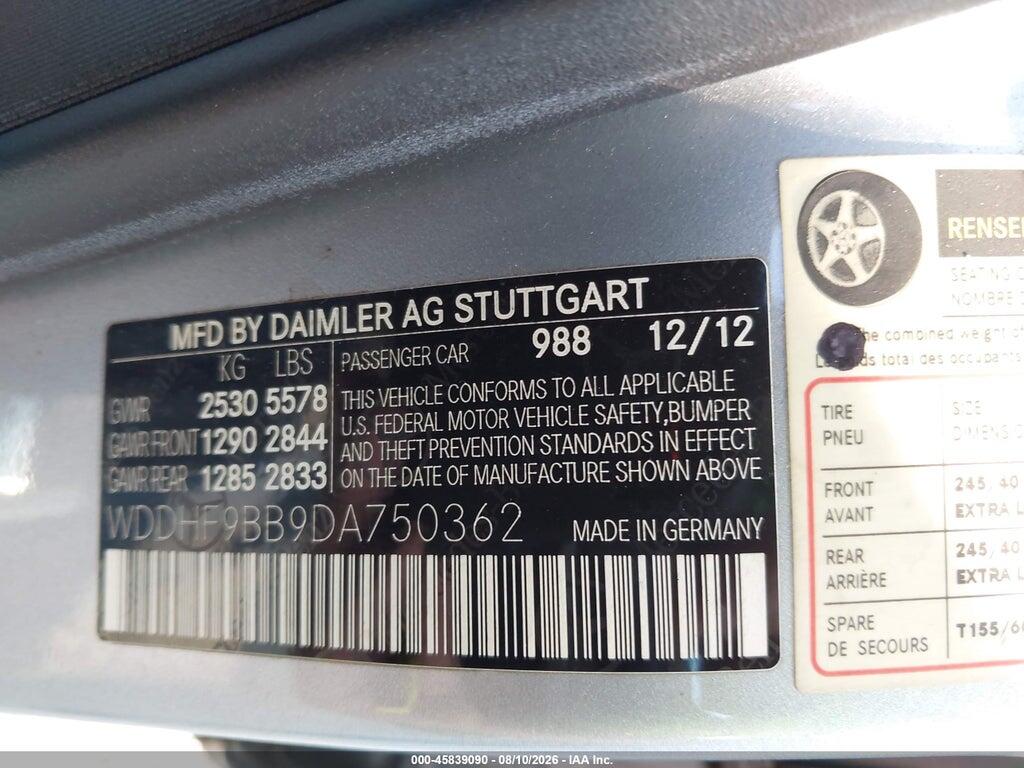WDDHF9BB9DA750362 2013 MERCEDES-BENZ E 550 photo no. 9