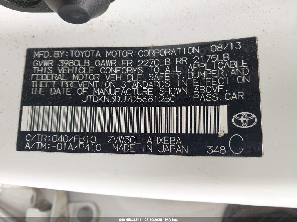 JTDKN3DU7D5681260 2013 TOYOTA PRIUS photo no. 9