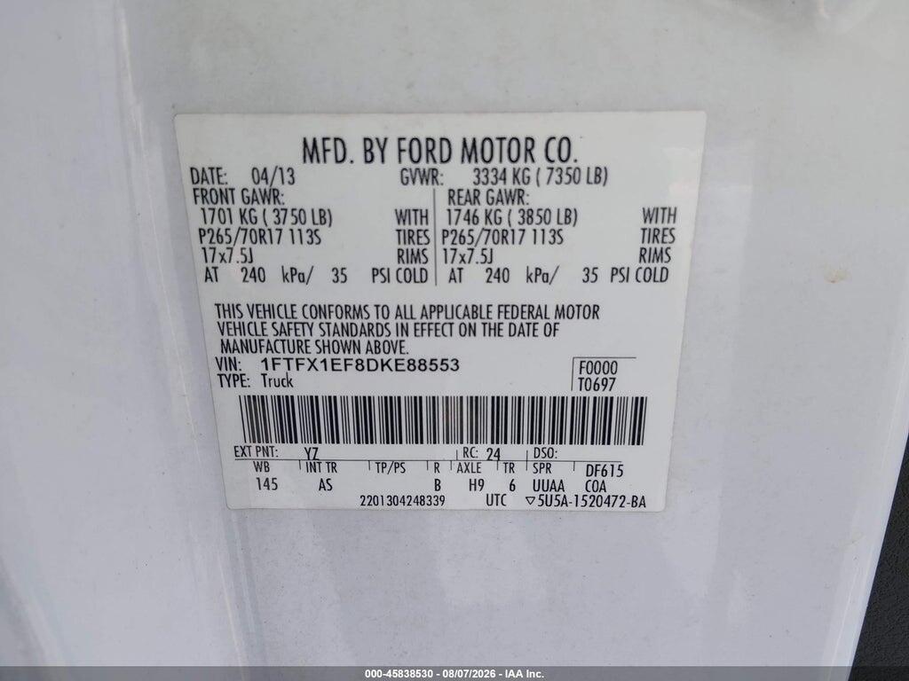 1FTFX1EF8DKE88553 2013 FORD F-150 photo no. 9