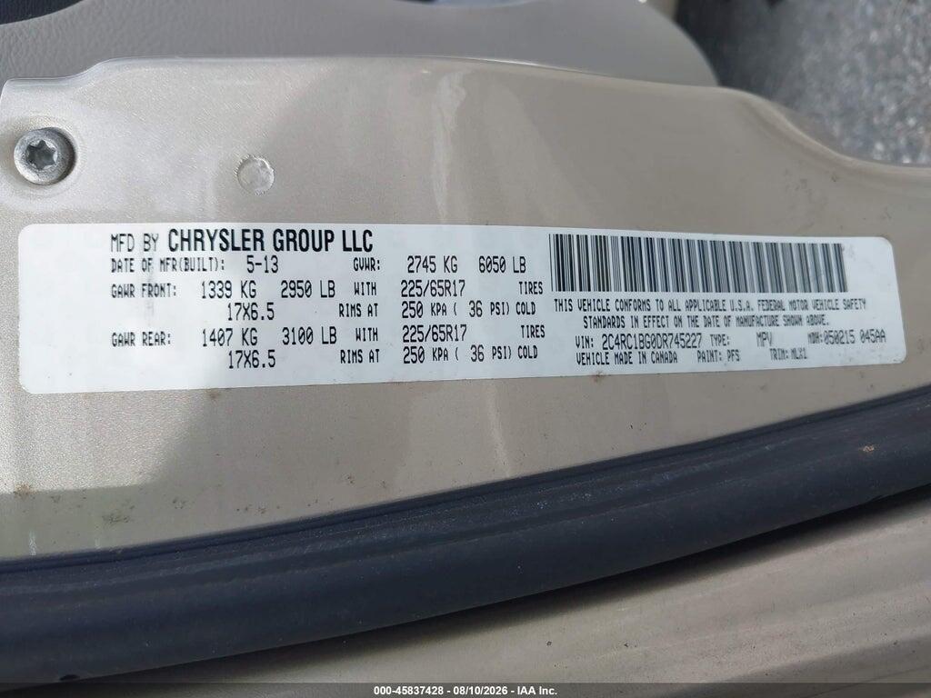 2C4RC1BG0DR745227 2013 CHRYSLER TOWN & COUNTRY photo no. 9