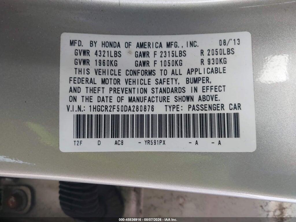 1HGCR2F50DA280876 2013 HONDA ACCORD photo no. 9