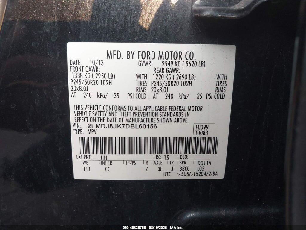 2LMDJ8JK7DBL60156 2013 LINCOLN MKX photo no. 9