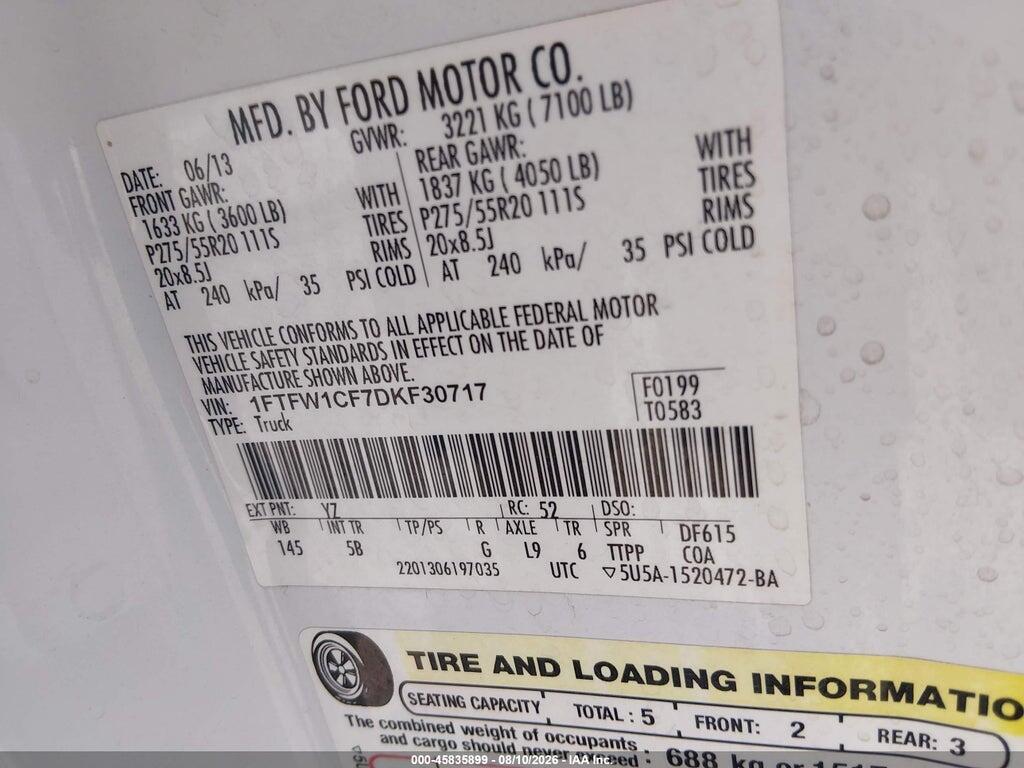 1FTFW1CF7DKF30717 2013 FORD F-150 photo no. 9