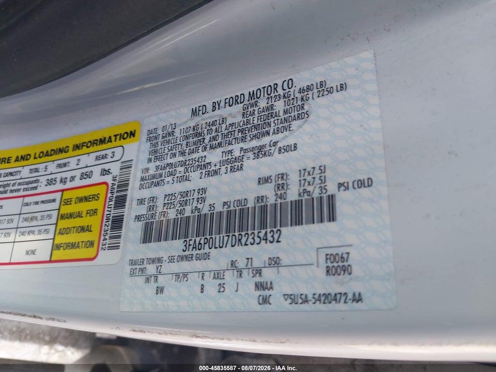 3FA6P0LU7DR235432 2013 FORD FUSION HYBRID photo no. 9