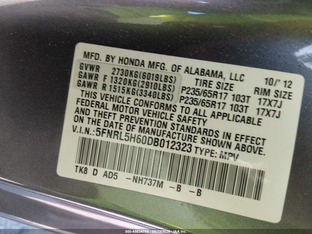 5FNRL5H60DB012323 2013 HONDA ODYSSEY photo no. 9