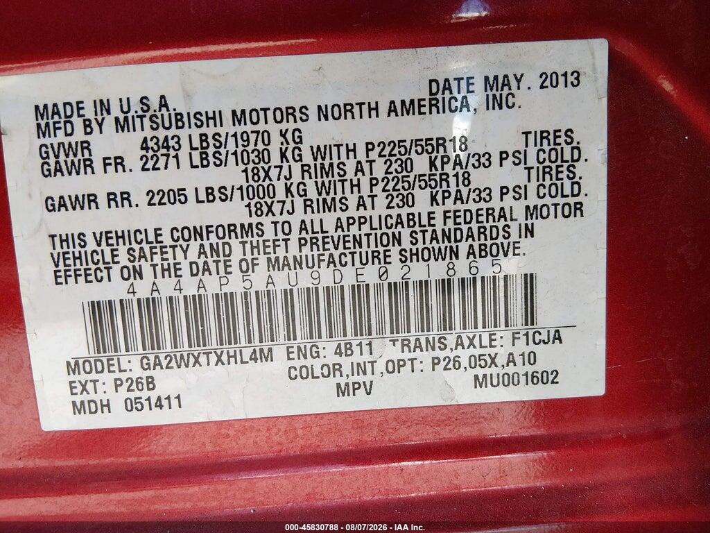 4A4AP5AU9DE021865 2013 MITSUBISHI OUTLANDER SPORT photo no. 9