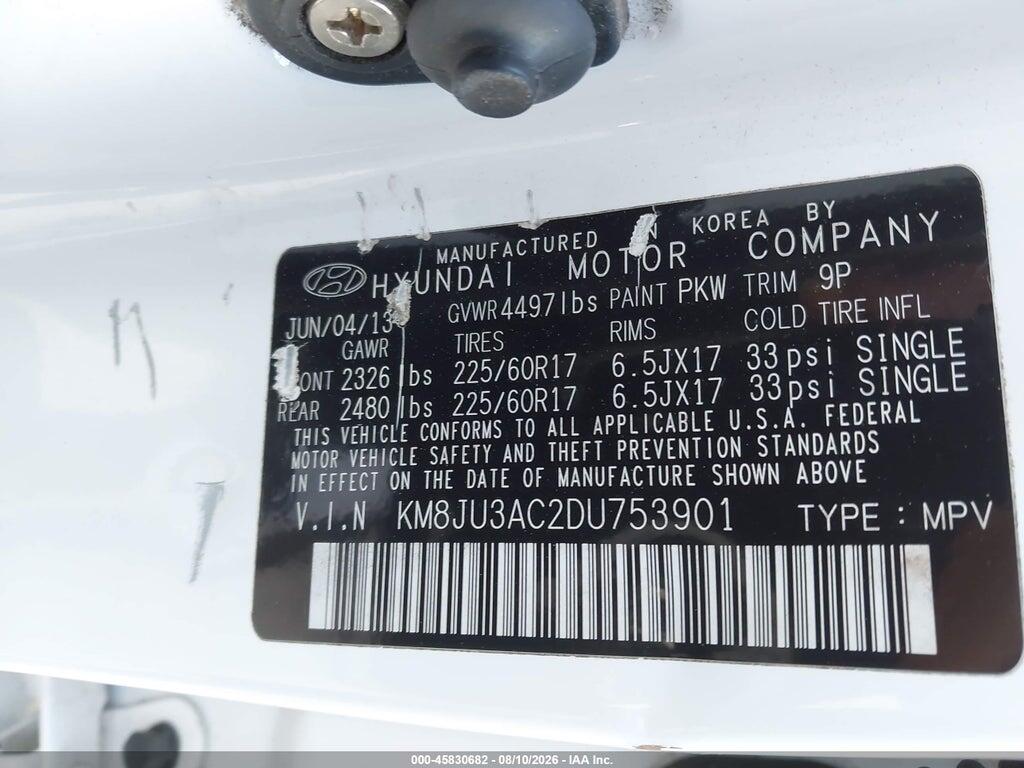KM8JU3AC2DU753901 2013 HYUNDAI TUCSON photo no. 9