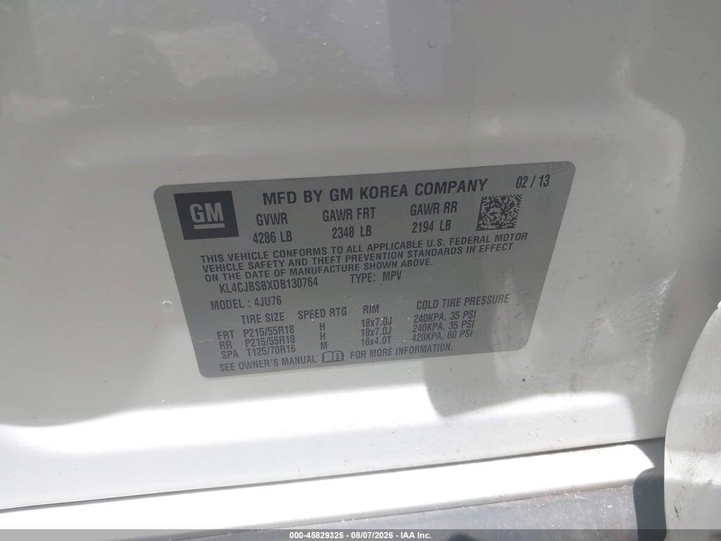 KL4CJBSBXDB130764 2013 BUICK ENCORE photo no. 9