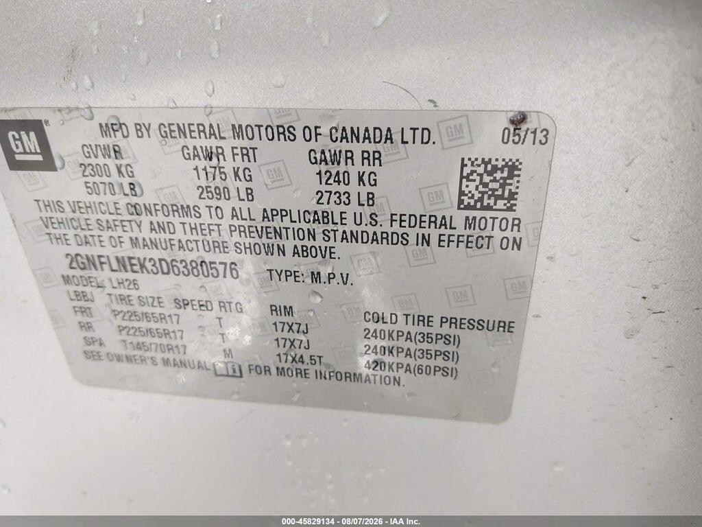 2GNFLNEK3D6380576 2013 CHEVROLET EQUINOX photo no. 9