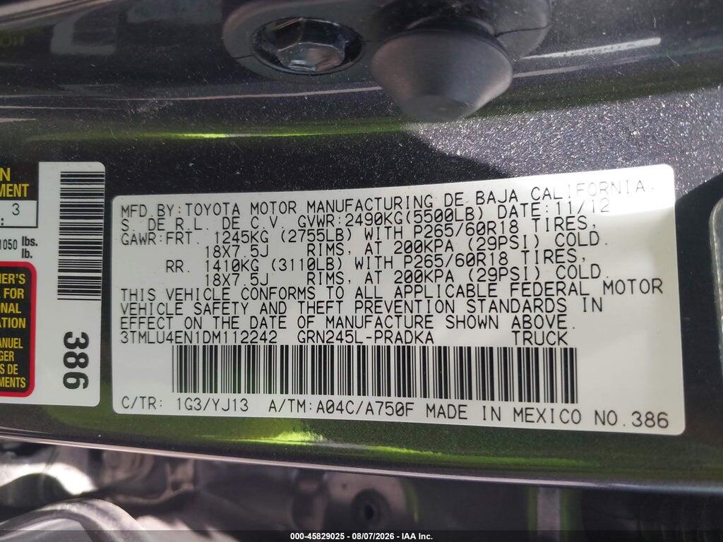 3TMLU4EN1DM112242 2013 TOYOTA TACOMA photo no. 9
