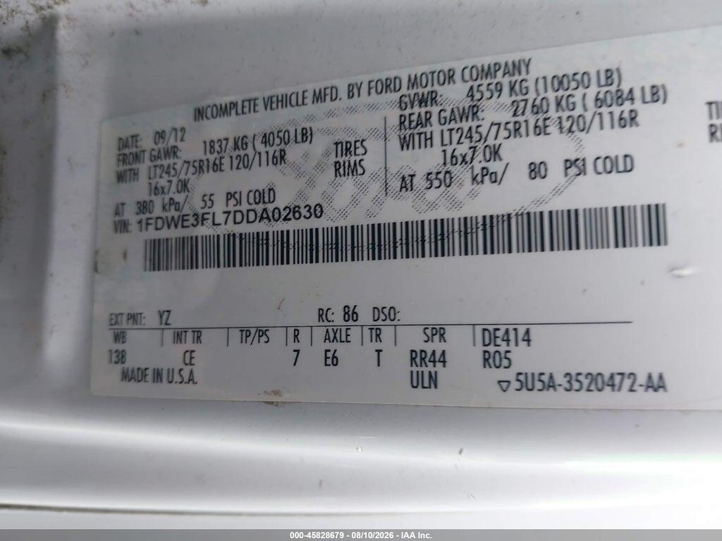 1FDWE3FL7DDA02630 2013 FORD E-350 CUTAWAY photo no. 9