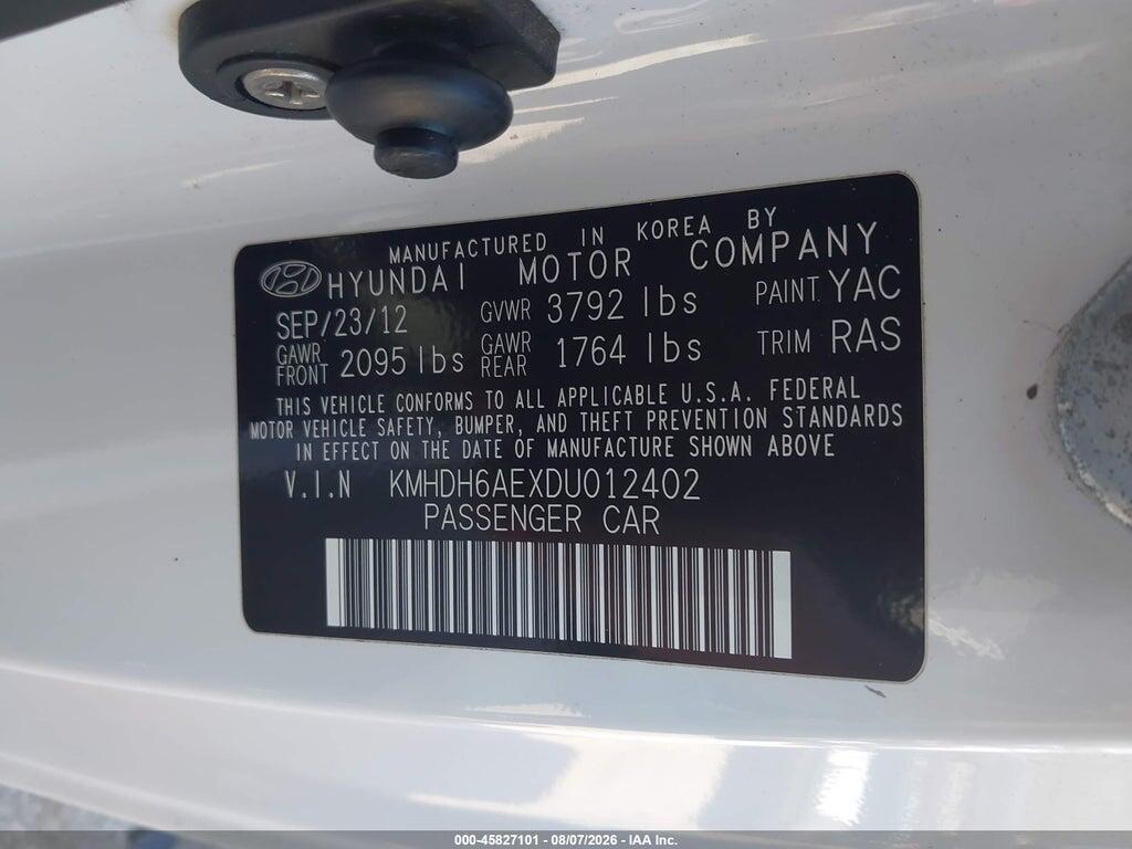 KMHDH6AEXDU012402 2013 HYUNDAI ELANTRA photo no. 9