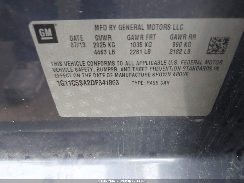 1G11C5SA2DF341863 2013 CHEVROLET MALIBU photo no. 9
