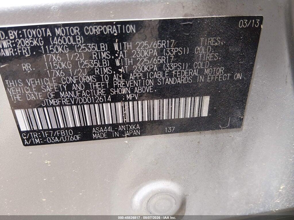 JTMBFREV7DD012614 2013 TOYOTA RAV4 photo no. 9