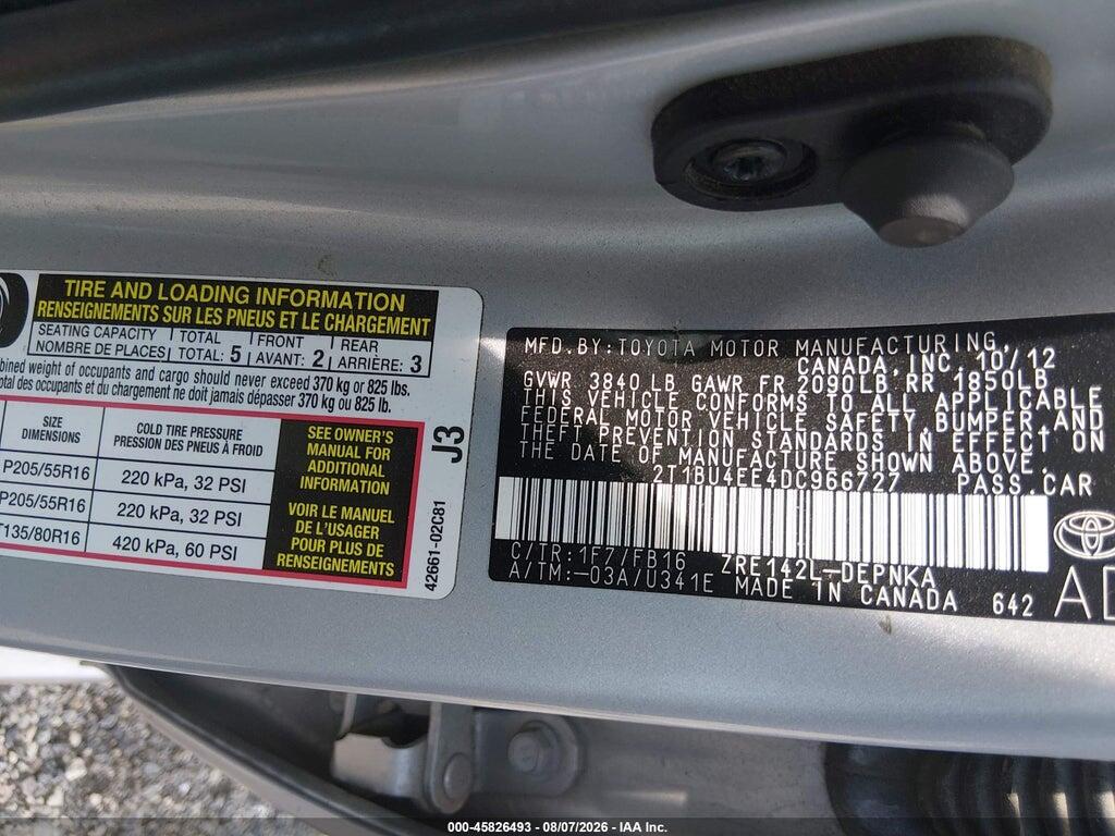 2T1BU4EE4DC966727 2013 TOYOTA COROLLA photo no. 9