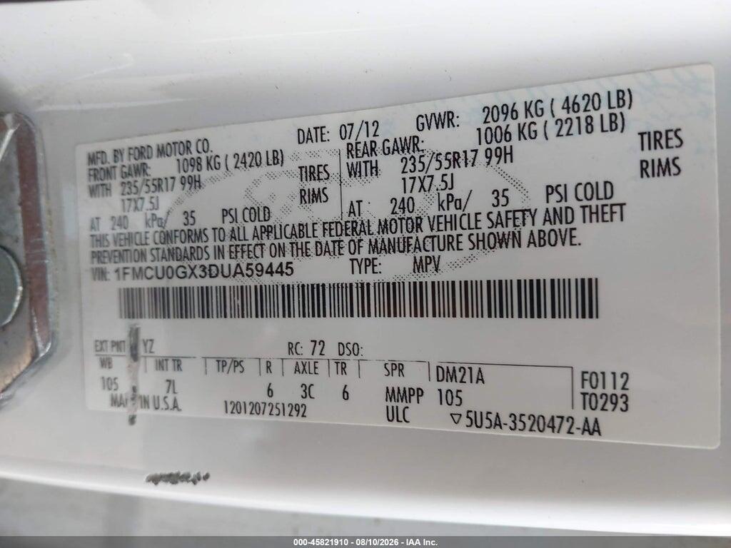 1FMCU0GX3DUA59445 2013 FORD ESCAPE photo no. 6