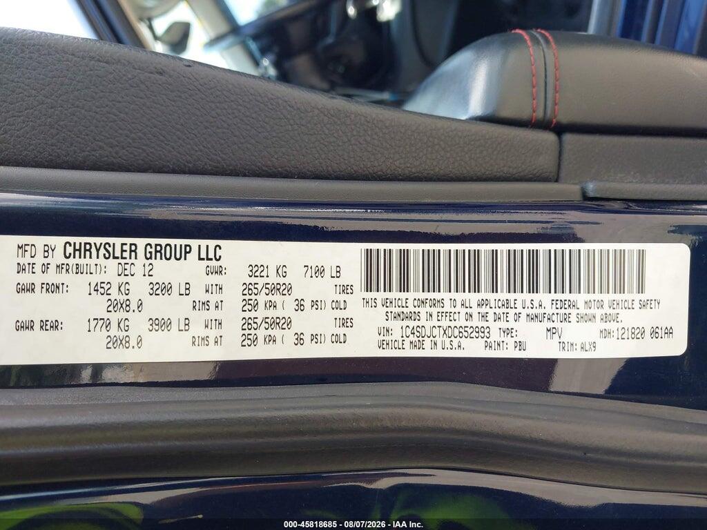 1C4SDJCTXDC652993 2013 DODGE DURANGO photo no. 9
