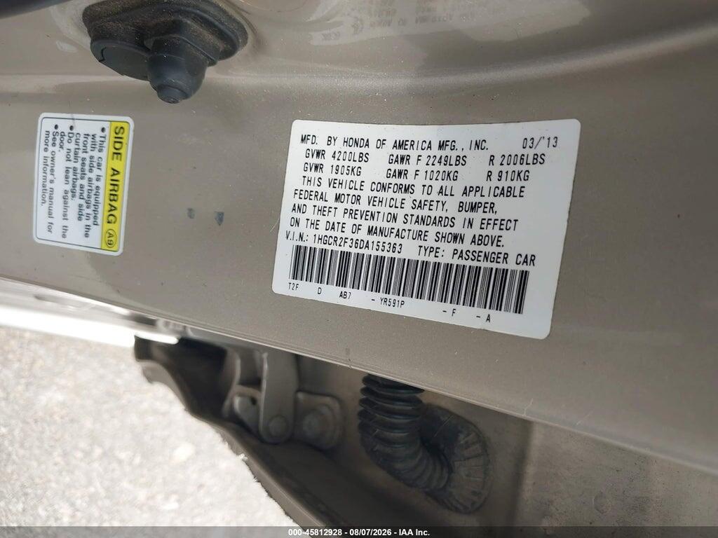 1HGCR2F36DA155363 2013 HONDA ACCORD photo no. 9