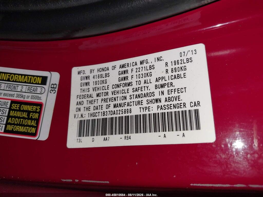 1HGCT1B37DA025898 2013 HONDA ACCORD photo no. 9