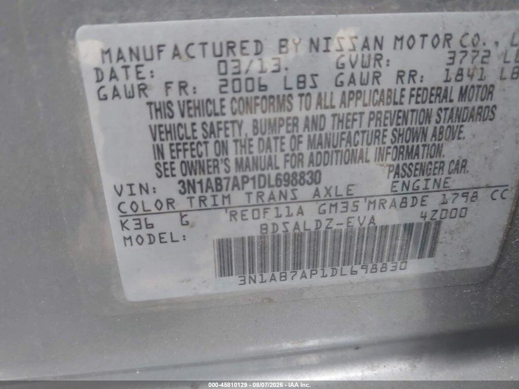 3N1AB7AP1DL698830 2013 NISSAN SENTRA photo no. 9