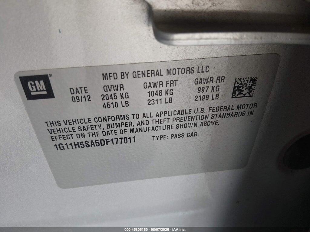 1G11H5SA5DF177011 2013 CHEVROLET MALIBU photo no. 9