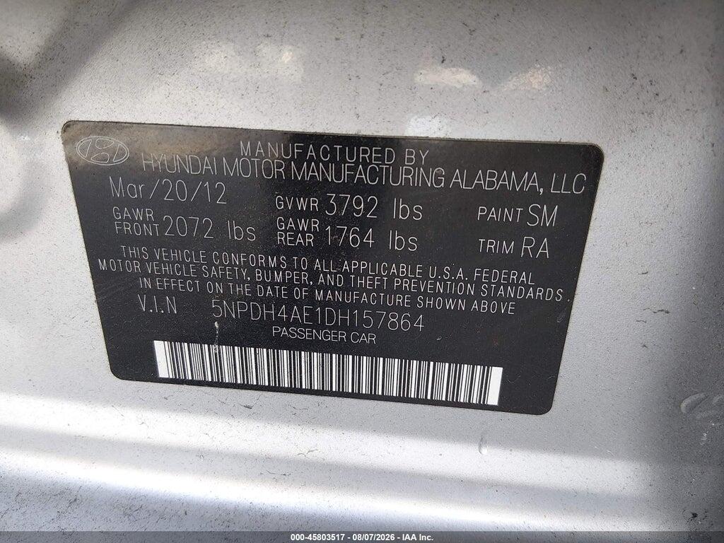 5NPDH4AE1DH157864 2013 HYUNDAI ELANTRA photo no. 9