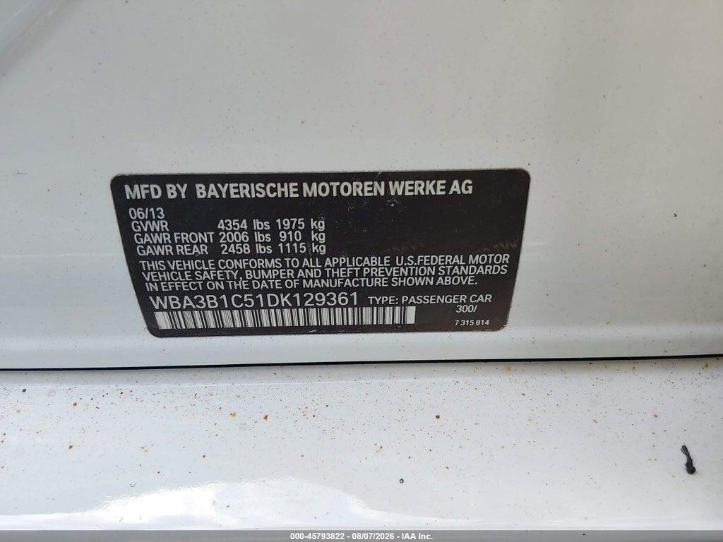 WBA3B1C51DK129361 2013 BMW 320I photo no. 9