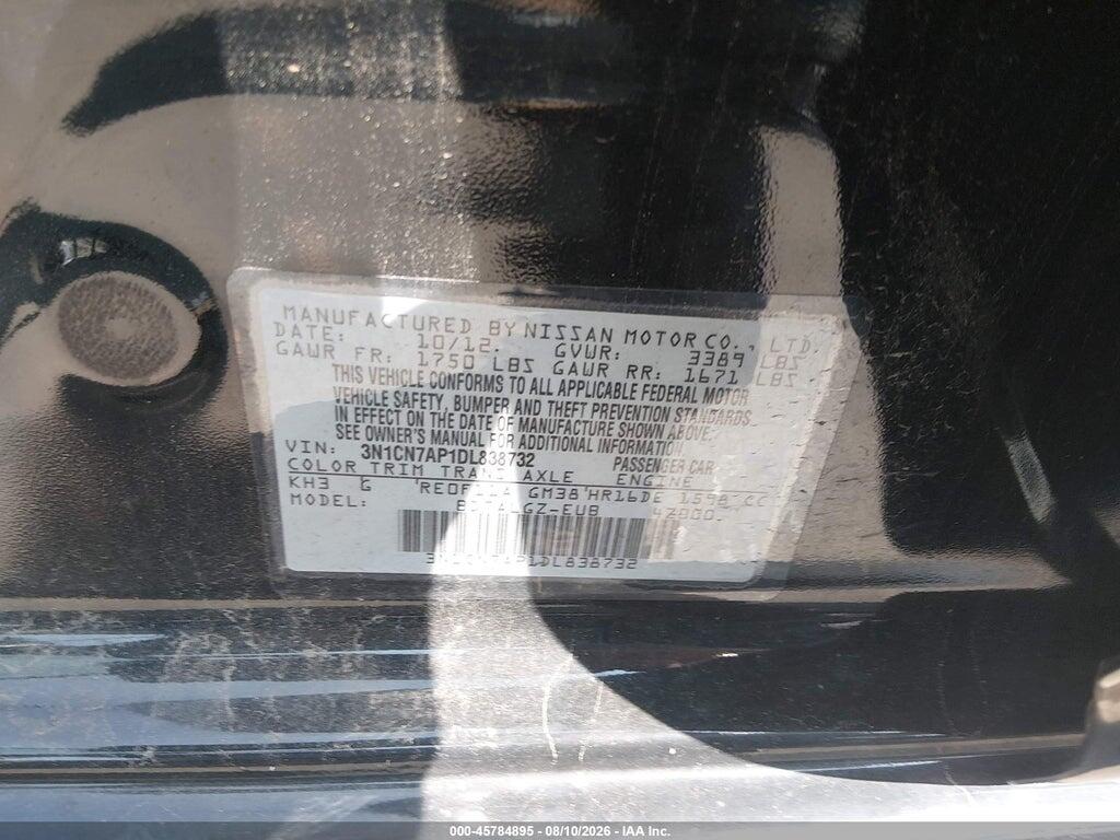3N1CN7AP1DL838732 2013 NISSAN VERSA photo no. 9