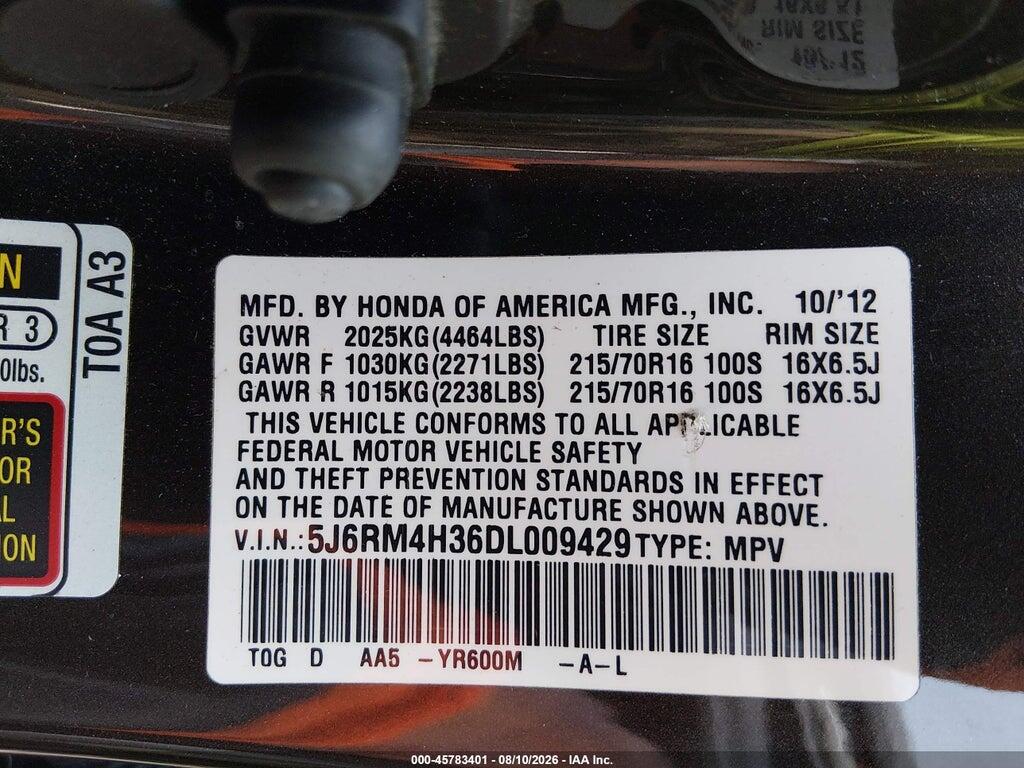 5J6RM4H36DL009429 2013 HONDA CR-V photo no. 9