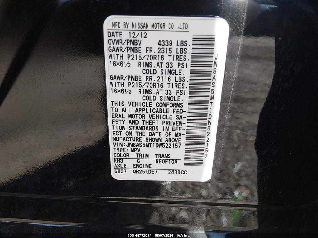 JN8AS5MT1DW522157 2013 NISSAN ROGUE photo no. 9