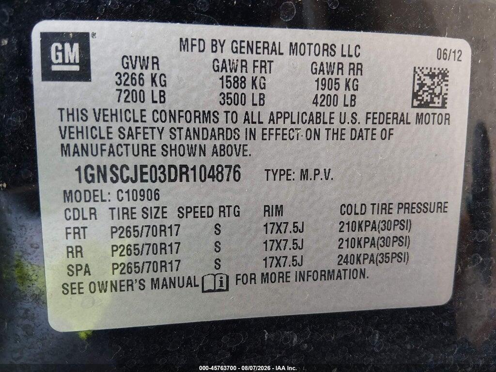 1GNSCJE03DR104876 2013 CHEVROLET SUBURBAN photo no. 9