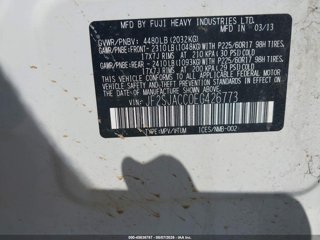 JF2SJACC0EG426773 2014 SUBARU FORESTER photo no. 9
